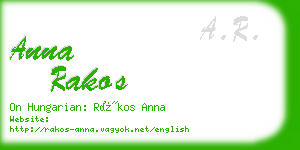 anna rakos business card